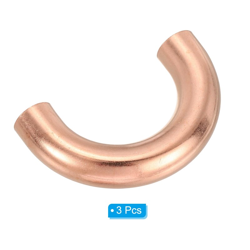 PATIKIL 3/8" OD 45x25mm Elbow Copper Pipe Fitting, 3Pcs 180