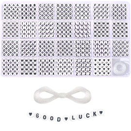 1400+ 4x7mm Alphabet Bead,Letter Bead Bracelet A-Z Heart Pattern Beads and Crystal Line for Jewelry Making Bracelets Necklaces Key Chains