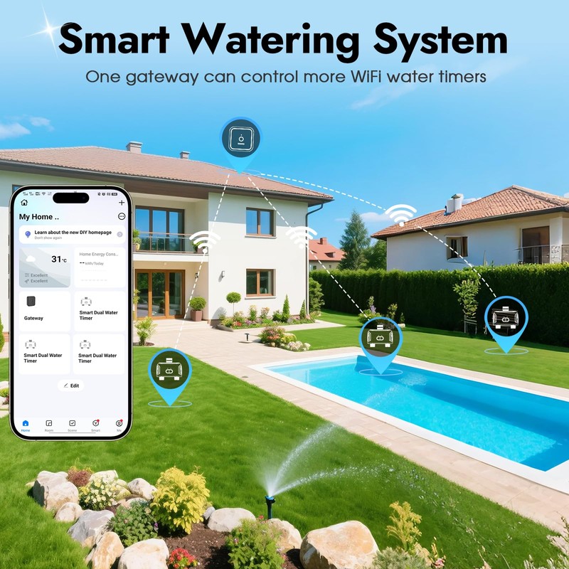 WiFi Water Timer for Garden Hose with Brass Inlet,Smart Hose
