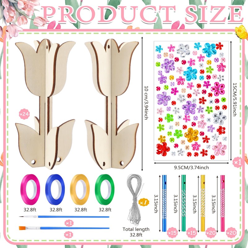 MiniInflat 24 Sets Spring Tulip Wind Chime Making Kit Make