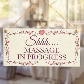 Meijiafei Shhh…. Massage in Progress - Hanging Privacy Quiet Please Salon Sign 10"x5"