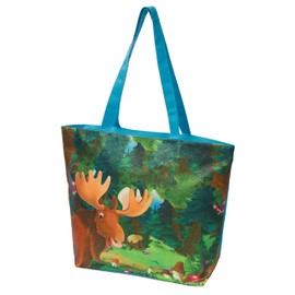 Leisureland Glitter Tote Bag, Travel Tote Bag, Water Resistant Beach Bag (L17"xH13"xW4", Glitter Moose #1)