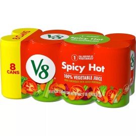 V8 Spicy Hot 100% Vegetable Juice, 6 oz. Can (Pack of 8)