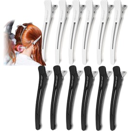Broches Cabello Mujer Clip, 12 Clips para Cabello Estetica Antideslizante y Inoxidable, Picos de Garza para Estilismo & Coloración del Cabello, Pinzas para Cabello Estetica para Salón y Hogar