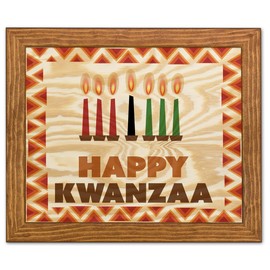 Framed Wood Wall Art/Decorative Sign 13" x 11" - Happy Kwanzaa