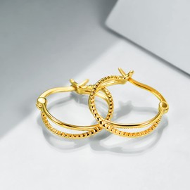 VONALA Butterfly / Daisy Hoop Earrings Sterling Silver for Women Girls, Sterling Silver, Cubic Zirconia