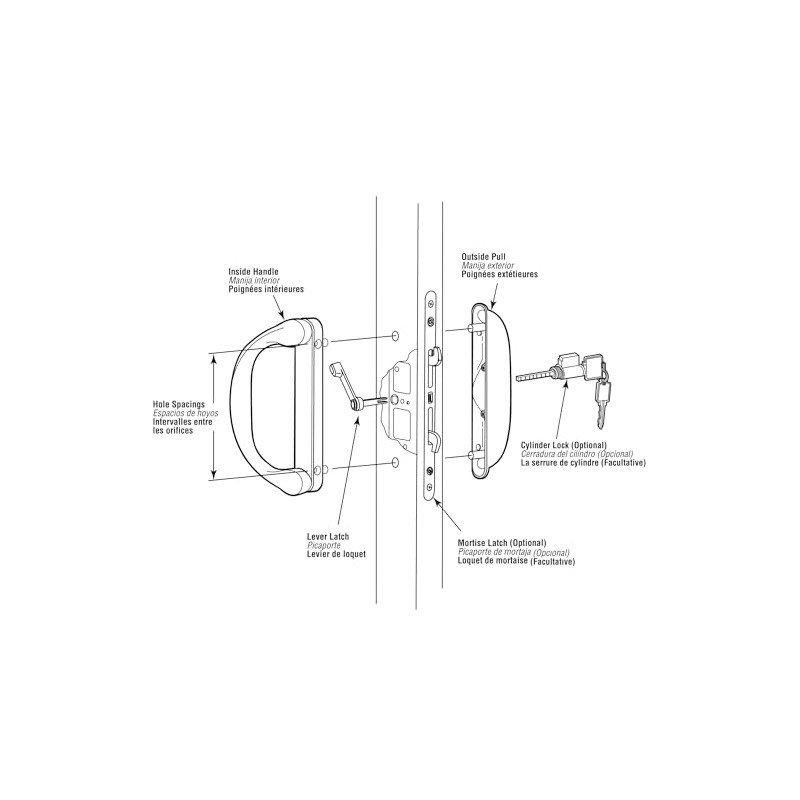 Prime-Line C 1275 Diecast, White, Outside Patio Door Pull with