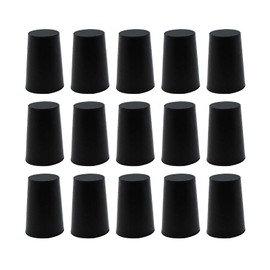 ANMOO 15 Pieces Tapered Plug Bung 20mm to 26mm Solid Test Tube Black Rubber Stoppers for Lab Home