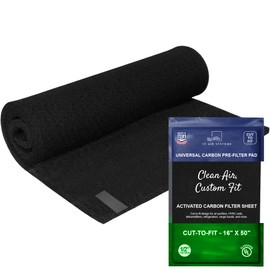 ID Air Systems: 1/2" Thick Universal Cut-to-Fit Carbon Pre-Filter Pad - 16" x 50" - Compatible with Air Purifier, Air Conditioner, Refrigerator, Furnace, Dehumidifier, Made in USA