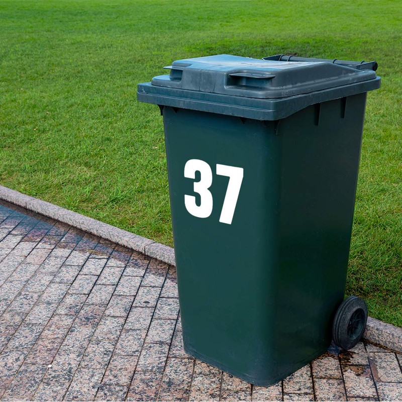 Pack of 4 White Bin Number 3 Stickers (17 cm)