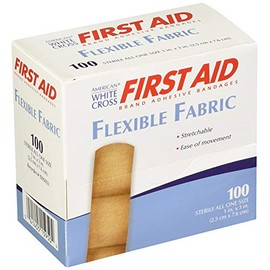 American White Cross First Aid Tan Fabric Adhesive Bandage Sterile 1 x 3" 100 per Box