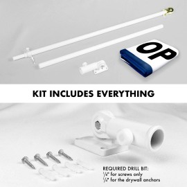 UD_G128 Combo Pack: 5 Ft Tangle Free Aluminum Spinning Flagpole (White) & Open Flag 2x3 Ft, LiteWeave Pro Series Printed 150D Po