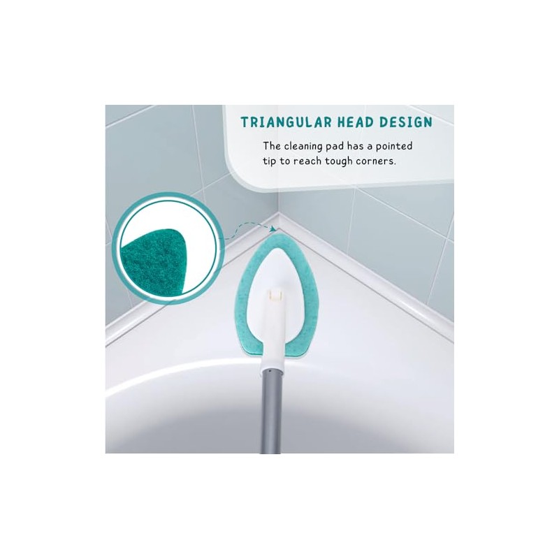 Shower Scrubber with Long Handle, 47'' Bathtub Scrub Brush, Bathroom