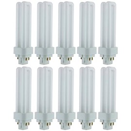 Diodesy- Pack of 10 PLD13/E/SP30K/10PK Compact Fluorescent Light Bulb, Double U-Shaped Twin Tube, 3000K Soft White, PLD 4-Pin CFL Quad Tube Lamp, 13 Watts, G24q1 Base, 780 Lumens, CRI80