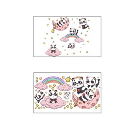 # Panda-Stern-Aufkleber, der auf dem Mond liegt, abnehmbare Persönlichkeit, Wandaufkleber, Wohnzimmer, Schlafzimmer, PVC-Aufkleber, Badezimmer, Toilette, dekorativer Wandaufkleber (Grey, One Size)