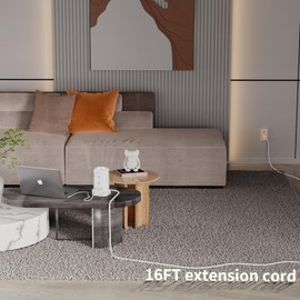 Long Surge Protector Power Strip 16 FT Cord, PD20W USB C Power Strip Tower with Night Light, Extension Cord with Multiple Outlets with 4 USB Ports, PASSUS Charging Station Home Office Essentials White