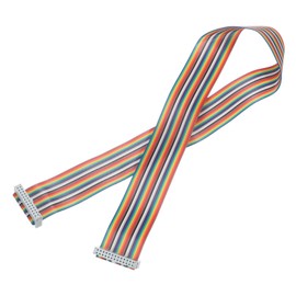 sourcing map IDC Rainbow Wire Flat Ribbon Cable 2.54mm Pitch 26 Pin Connection Line FC Dual Female Gray Connector for DIY Experiment 2 Ft Length 1 Pcs
