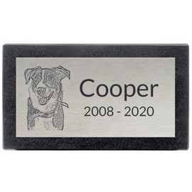 PlaqueMaker Stainless Steel and Granite Memorial Headstone - Markers for Lost Family Members, Infants, Loved Ones, Friends, Dogs, Cats, and Other Family Pets. (7 x 4 x 2)