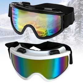 BDSHUNBF 2 Pcs Ski Goggles, Skiing Goggles For Snowboard Jet Snow, Snowboard Goggles Anti-fog Anti-glare Ski Goggles, Ski Goggles Over Glasses Snow Goggles for Skiing Snowboarding, Helmet Compatible