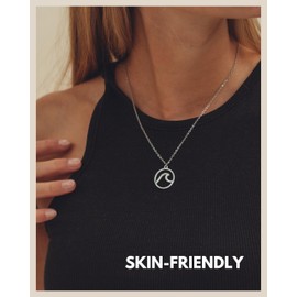GD GOOD.designs EST. 2015 Chain Wave Rose Gold for Ladies - Waterproof - Surfer Necklace Stainless Steel I Surf Jewellery with Wave Pendant