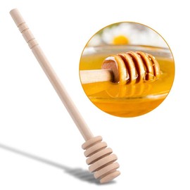 Fdit 50 Pcs/Satz Haushalt Holz Tragbare Mini Marmelade Honig Dipper Jar Dispensing Sammeln Rührstab Stick Mino Dispense Drizzle Honig(10CM)