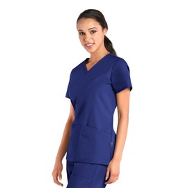 Tru Basic Womens V-Neck 2-Pocket Scrub Top 10102 (Large, Galaxy Blue)