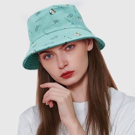 Taidor Bucket Hat Beach Hat Foldable Summer Travel Sun Hats Fisherman Cap Dog Green