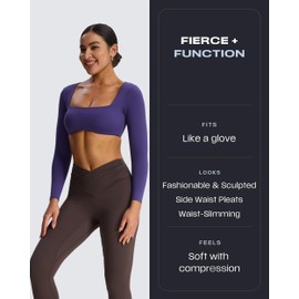 Aoxjox High Waisted Yoga Pants for Women Hidden Scrunch Cross-Waist Buttery Soft Crossover Workout Venus Leggings 26" (Mulch, Medium)