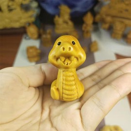 2025 Zodiac Figurine, Compact, Snake, Wooden Carving, New Year Decoration, Lucky, Snake, Snake, Decoration, Spring Decoration, New Year's Decoration, End, Luck (B)
