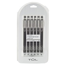 TUL® - Lápices mecánicos, 0,7 mm, barriles negros, paquete de 6 lápices
