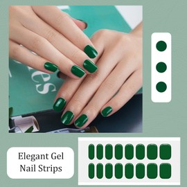 Ceboic Nagelfolie Selbstklebend, 16 Stück UV Gel Strips, Gel-Nagelfolien UV Härtend Langanhaltende Wasserdicht Maniküre Starterset, Französische Gel Nail Stickers für Damen und Mädchen (Smaragdgrün)
