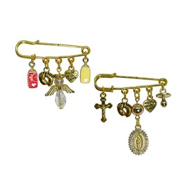 2 pza Seguro Para Embarazada Bebé Segurito Broche Babyshower Excelente regalo Buena suerte VirgenBicolor (Rojo - Amarillo - Virgen)
