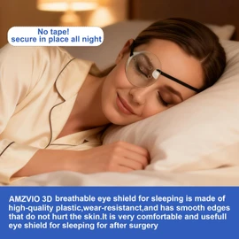 AMZVIO Clear Eye Shield after Surgery,2 Pack,Breathable Protective Eye Patches for Adults & Kids, Hard Plastic Eye Protection Cover for Sleeping with Strap (Black)