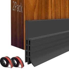 Door Draft Stopper,Door Seal Sweeps for Interior Doors Gap Wind Blocker Strip Door Sound Blocker Under Door Bottom Seal Weather Stripping 2" W x 39" L,(BLACK 2pack)