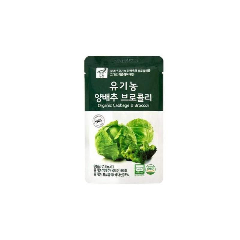 Malgeun Nongjang 맑은농장 유기농 양배추브로콜리 (80ml x 30포/1박스) Clear Farm