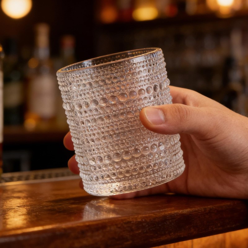 ZUQIAN 10 Pack Hobnail Drinking Glasses Set, 10 OZ Vintage