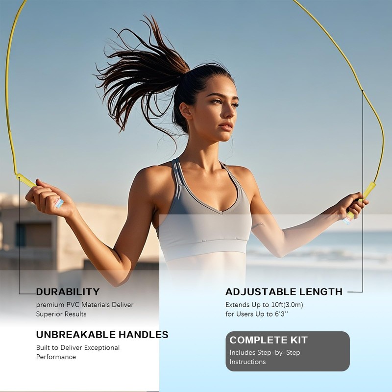 MOGOLD Adult Jump Rope,5mm PVC Jump Rope,Adjustable Length with Shatterproof