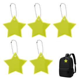 CAPASTEC Reflective Key Holder, Reflector, Key Ring, Star Shape, Reflector, Traffic Safety, Safety Goods, For Commuting to School or Work, Walks, Night, Accident Prevention, Fluorescent Yellow, Pack