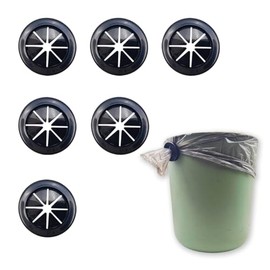 6 Pcs Black Trash Bag Holder - Reusable Trash Liner Cinch for Securing Trash Liners，Prevents Liners from Falling into Trashcan - Ideal for Outdoors Garden and Home Use