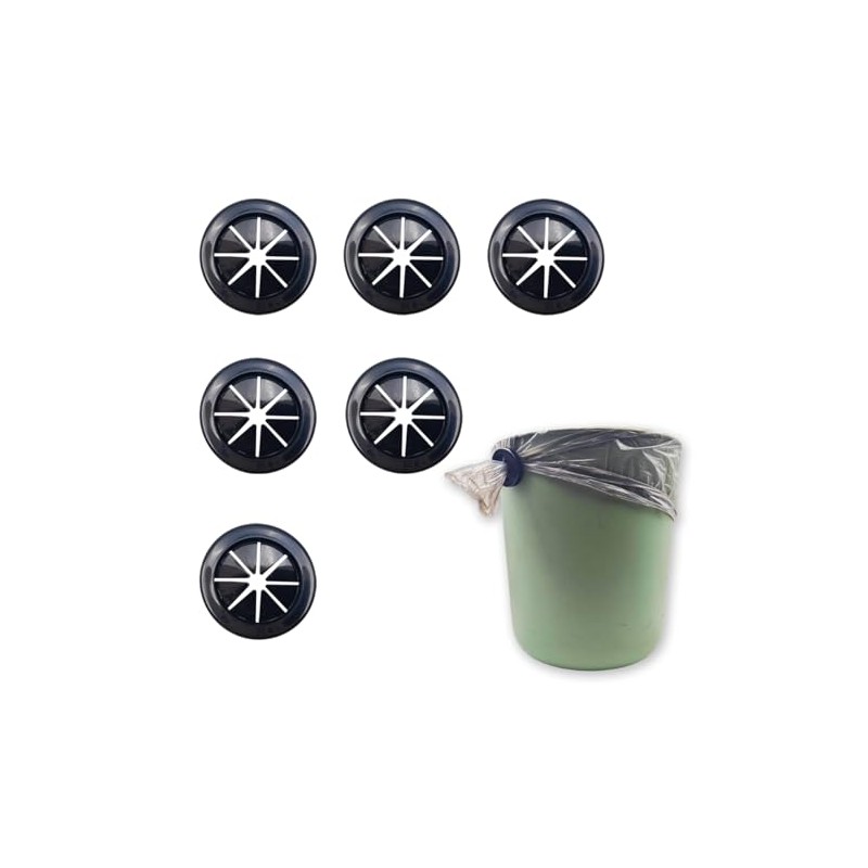 6 Pcs Black Trash Bag Holder - Reusable Trash Liner
