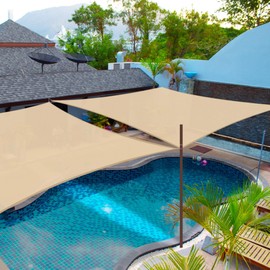 Yescom 2pc 18x18' Square Sun Shade Sail Patio Deck Beach Garden Outdoor Canopy Cover UV Blocking (Ivory)