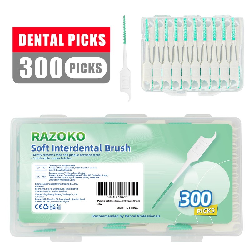 RAZOKO Soft Interdental Brushes Original, Dental Picks for Cleaning Teeth,