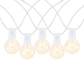 Novelty Lights 25FT G40 LED Patio String Lights, Outdoor Lights String Shatterproof Plastic LED Bulbs With End-To-End Connections, Weatherproof Balcony Lights 27 Plastic LED Bulbs (White Wire)