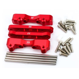 Aluminum Alloy Suspension Hanger Lower Arm Mount Set Front Rear Upgrade Parts for Arrma 1/5 Kraton 8S Outcast 8S,Replace#ARA330556#ARA330594#ARA330588#ARA330557 (Red)