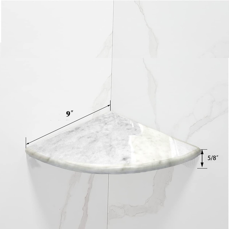 9'' Natural Marble Corner Shower Shelf for Bathroom, Marble Corner
