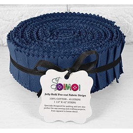 Soimoi 40Pcs Solid Blue Cotton Precut Fabrics for Quilting Craft Strips 1.5 Inches Jelly Roll