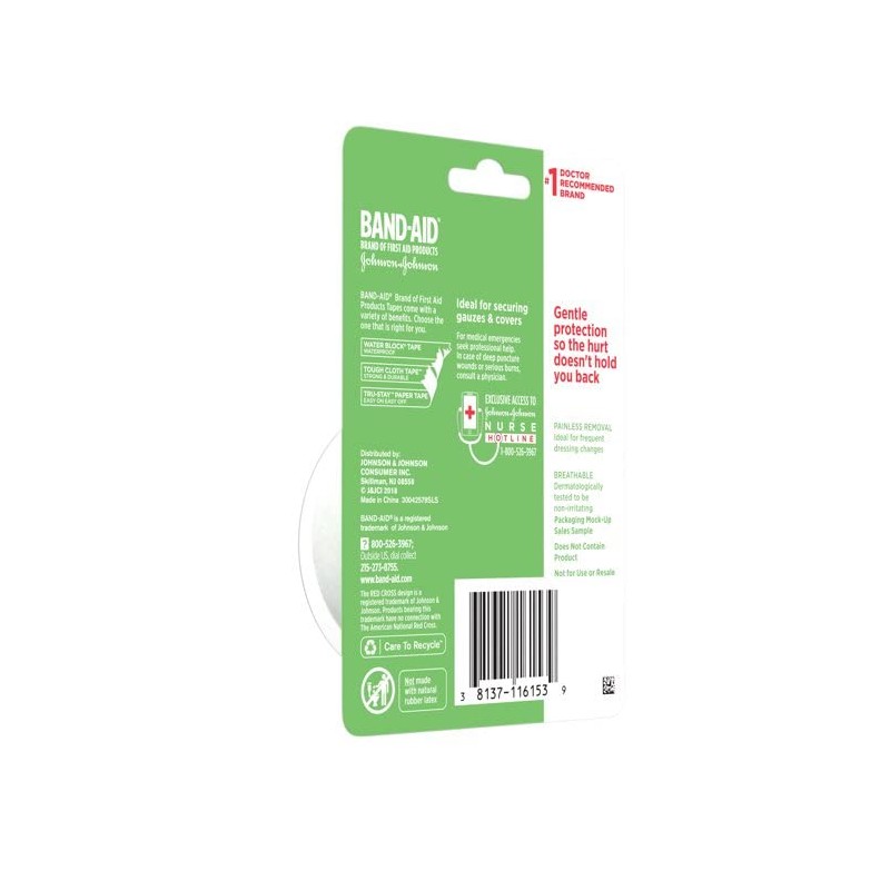 BAND-AID® Brand HURT-FREE® Paper Tape 1INX10YDS, 1 COUNT