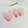 Pearl Ribbon Handmade Nail Tips - Long Square / 진주
