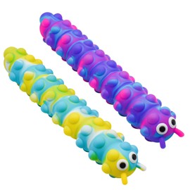 MEIEST 2PCS Pop Bubble Ball Sensory Fidget Toys, 3D Fidget Slug Toy with Light-Up, Silicone Stress Relief Sucker Hand Toys, Office Desk Anti-Anxiety Stretchy Toy for Adults & Kids