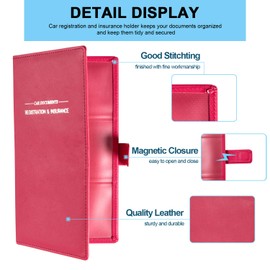 GNEGNI Leather Car Registration and Insurance Card Holder, Auto Truck Document Holder Vehicle Glove Box Paperwork Organizer Wallet with Magnetic Closure for License, Cards & Essential Documents